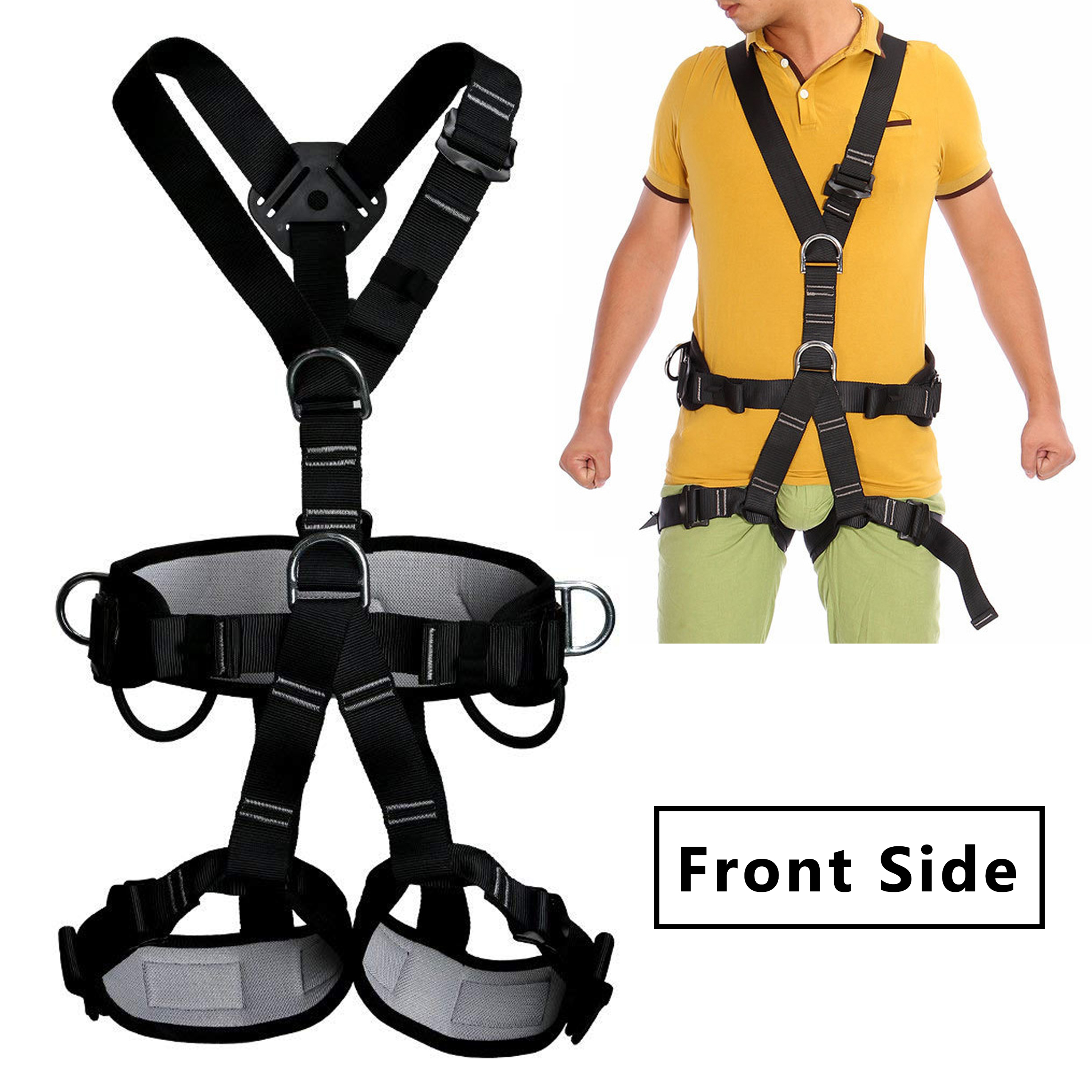 Professional Safety Rock Tree Climbing Rappelling Harness Seat Full Body Belt 